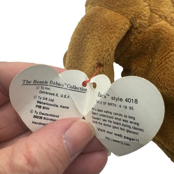 Vintage Ty Beanie Babies Collection Ears Rabbit Plush - Picture 5 of 7